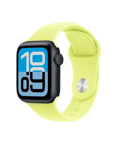 Apple Watch SE 3 44 mm, Midnight Aluminum Neon Yellow Sport Band (S/M)