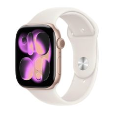 Apple Watch Series 11, 42 mm, Rose Gold Aluminum Starlight Sport Band M/L