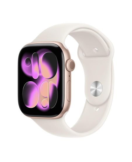 Apple Watch Series 11, 46 mm, Rose Gold Aluminum Starlight Sport Band M/L
