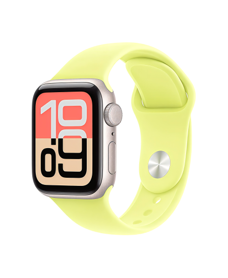 Apple Watch SE 3 44 mm, Starlight Aluminum Neon Yellow Sport Band (M/L)