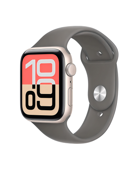 Apple Watch SE 3 44 mm, Starlight Aluminum Stone Gray Sport Band (M/L)