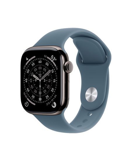 Apple Watch Series 11, 46 mm, Slate Titanium GPS+Cellular, Anchor blue Sport Band M/L