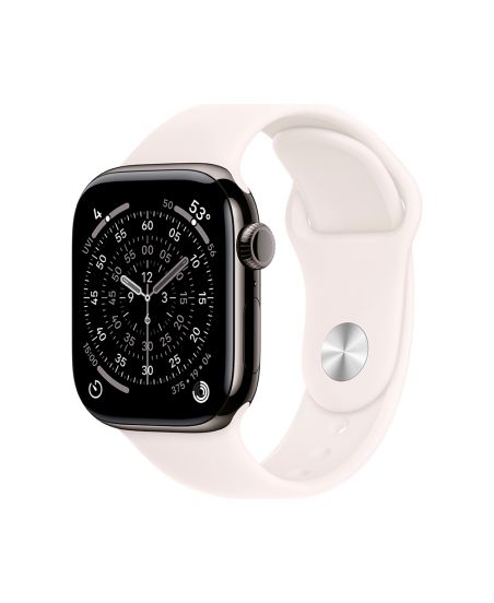 Apple Watch Series 11, 42 mm, Slate Titanium GPS+Cellular, Light Blush Sport Band M/L