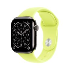 Apple Watch Series 11, 42 mm, Slate Titanium GPS+Cellular, Neon Yellow Sport Band M/L