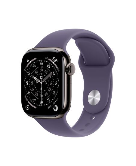 Apple Watch Series 11, 46 mm, Slate Titanium GPS+Cellular, Purple Fog Sport Band M/L