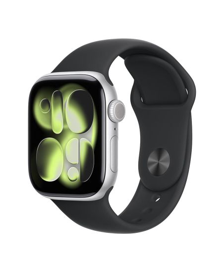 Apple Watch Series 11, 46 mm, Silver Aluminum Black Sport Band S/M