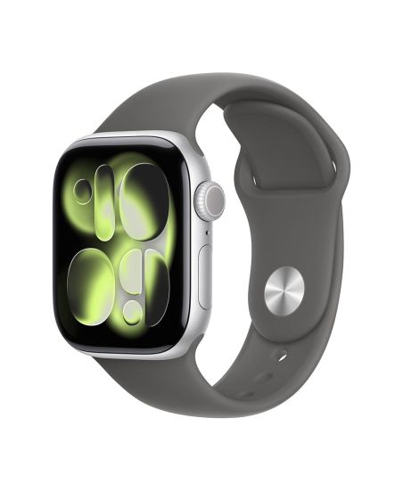 Apple Watch Series 11, 46 mm, Silver Aluminum Stone Gray Sport Band M/L