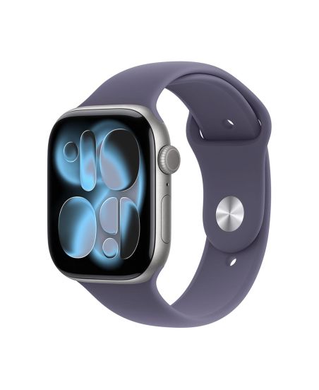 Apple Watch Series 11, 42 mm, Space Gray Aluminum Purple Fog Sport Band M/L
