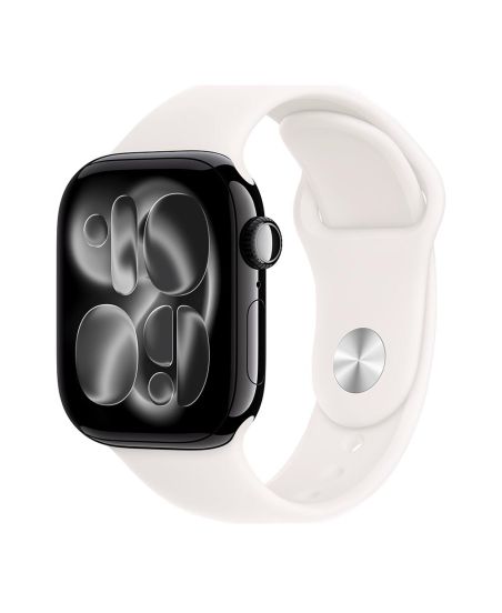 Apple Watch Series 11, 42 mm, Jet Black Aluminum Light Blush Sport Band S/M