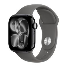 Apple Watch Series 11, 42 mm, Jet Black Aluminum Stone Gray Sport Band M/L