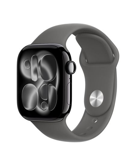 Apple Watch Series 11, 42 mm, Jet Black Aluminum Stone Gray Sport Band S/M