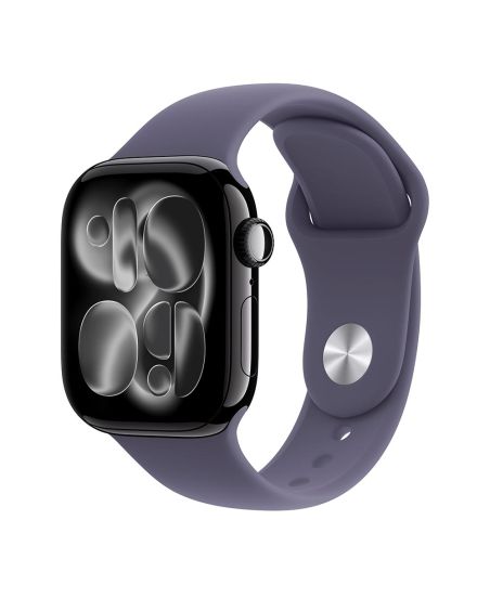 Apple Watch Series 11, 42 mm, Jet Black Aluminum Purple Fog Sport Band S/M