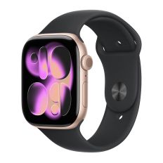 Apple Watch Series 11, 42 mm, Rose Gold Aluminum Black Sport Band M/L