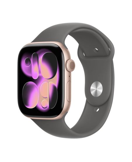 Apple Watch Series 11, 42 mm, Rose Gold Aluminum Stone Gray Sport Band M/L