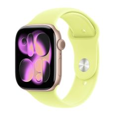 Apple Watch Series 11, 42 mm, Rose Gold Aluminum Neon Yellow Sport Band M/L