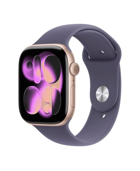 Apple Watch Series 11, 42 mm, Rose Gold Aluminum Purple Fog Sport Band S/M