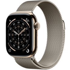 Apple Watch Series 11, 42 mm, Gold Titanium GPS+Cellular, Natural Milanese Loop