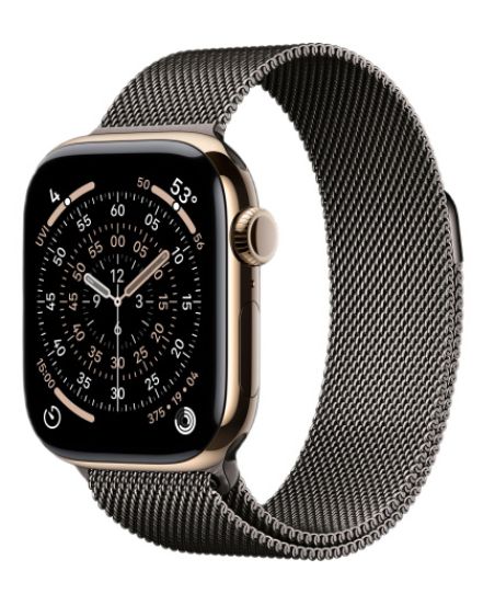 Apple Watch Series 11, 42 mm, Gold Titanium GPS+Cellular, Slate Milanese Loop