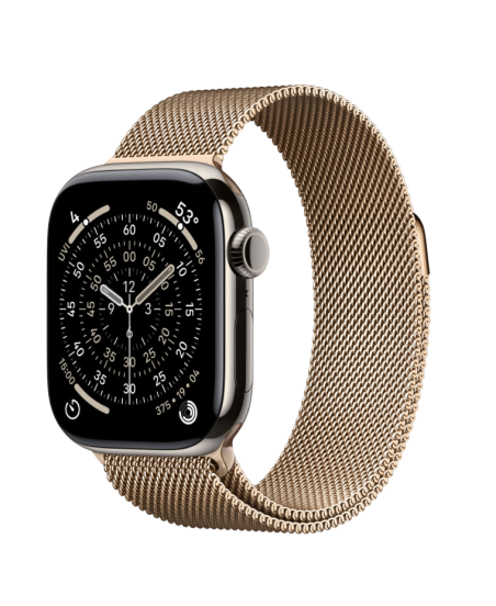 Apple Watch Series 11, 42 mm, Nalural Titanium GPS+Cellular, Gold Milanese Loop