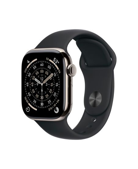 Apple Watch Series 11, 46 mm, Nalural Titanium GPS+Cellular, Black Sport Band M/L