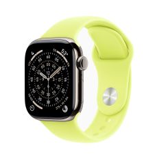 Apple Watch Series 11, 42 mm, Nalural Titanium GPS+Cellular, Neon Yellow Sport Band M/L