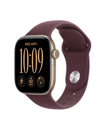 Apple Watch Series 12, 42 mm, Light Gold Aluminum Burgundy Sport Band S/M
