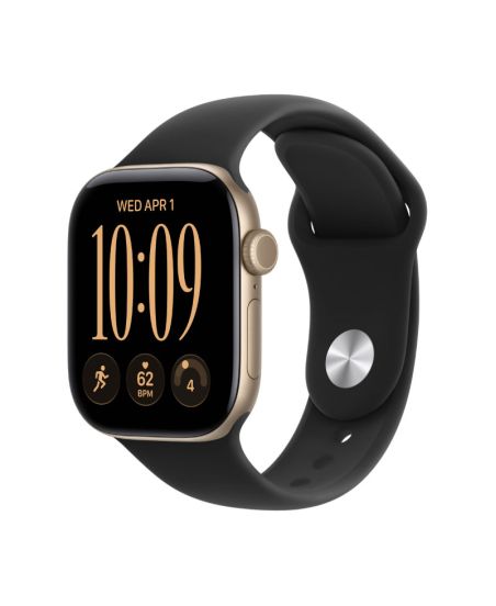Apple Watch Series 12, 42 mm, Light Gold Aluminum Black Sport Band S/M
