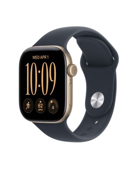 Apple Watch Series 12, 42 mm, Light Gold Aluminum Navy Blue Sport Band S/M