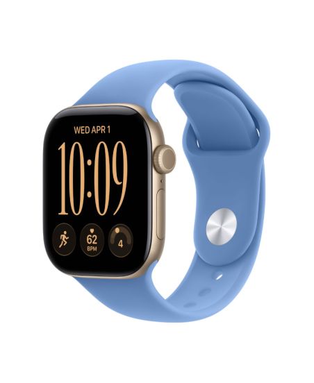 Apple Watch Series 12, 42 mm, Light Gold Aluminum Wildflower Blue Sport Band S/M