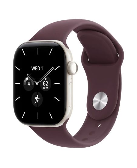 Apple Watch Series 12, 46 mm, Pearl White Ceramic GPS+Cellular Burgundy Sport Band S/M