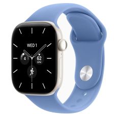 Apple Watch Series 12, 42 mm, Pearl White Ceramic GPS+Cellular Wildflower Blue Sport Band M/L