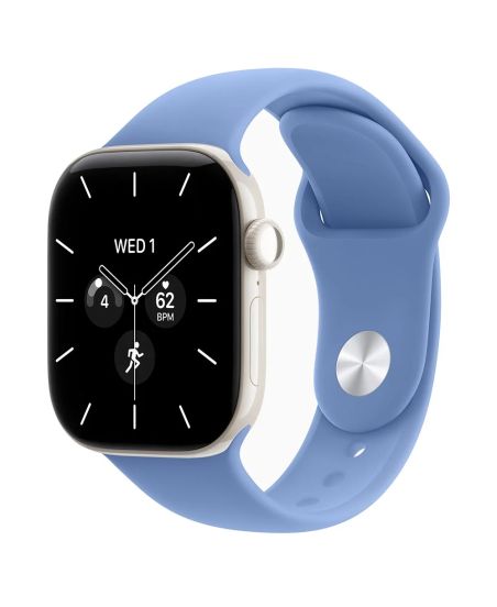 Apple Watch Series 12, 42 mm, Pearl White Ceramic GPS+Cellular Wildflower Blue Sport Band M/L
