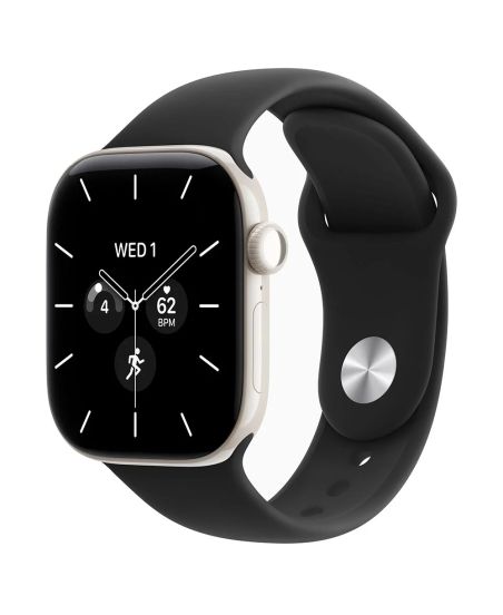 Apple Watch Series 12, 46 mm, Pearl White Ceramic GPS+Cellular Black Sport Band M/L