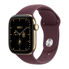 Apple Watch Series 12, 42 mm, Radiant Gold Titanium GPS+Cellular Burgundy Sport Band M/L