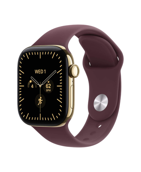 Apple Watch Series 12, 42 mm, Radiant Gold Titanium GPS+Cellular Burgundy Sport Band M/L