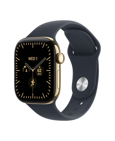 Apple Watch Series 12, 42 mm, Radiant Gold Titanium GPS+Cellular Navy Blue Sport Band M/L