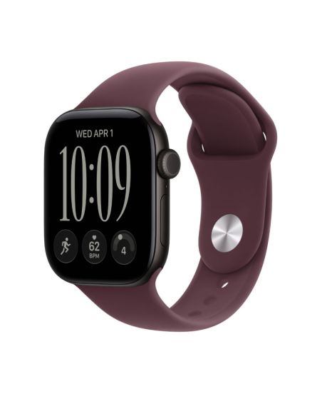 Apple Watch Series 12, 42 mm, Black Aluminum Burgundy Sport Band S/M