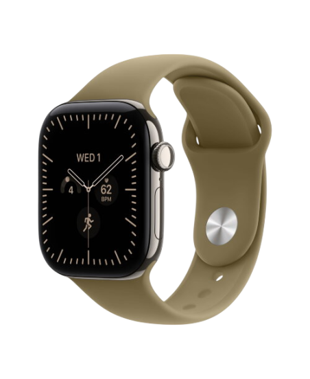 Apple Watch Series 12, 42 mm, Natural Titanium GPS+Cellular Olive Sport Band M/L