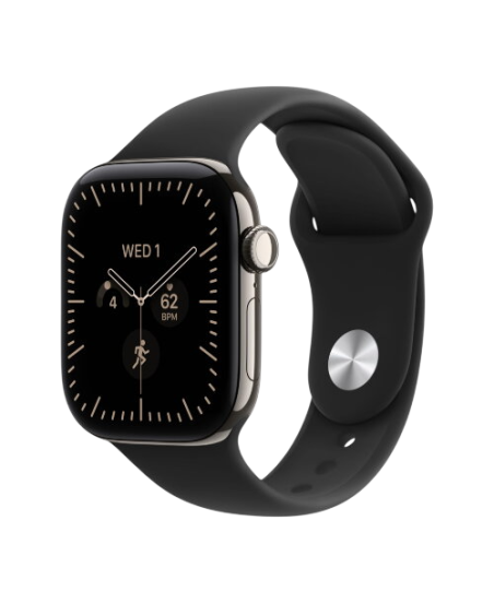 Apple Watch Series 12, 42 mm, Natural Titanium GPS+Cellular Black Sport Band S/M