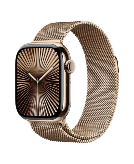 Apple Watch Series 10 46 мм, S/M (140–190 мм), Titanium Case GPS+Cellular, Milanese Loop, Gold (золото)