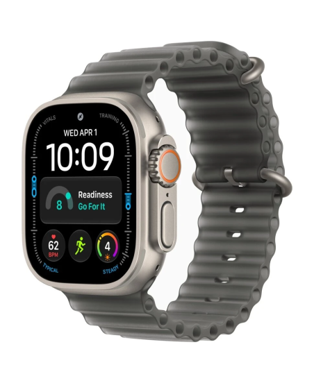 Apple Watch Ultra 4, 49 мм, Natural Titanium Translucent Black Ocean Band M/L