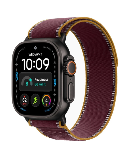 Apple Watch Ultra 4, 49 мм, Black Titanium Burgundy Trail Loop M/L