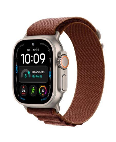 Apple Watch Ultra 4, 49 мм, Natural Titanium Burgundy Alpine Loop S/M