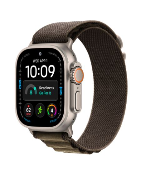 Apple Watch Ultra 4, 49 мм, Natural Titanium Dark Olive Alpine Loop S/M