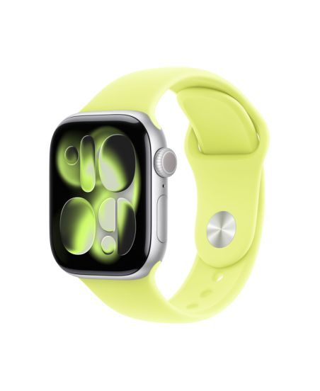 Apple Watch Series 11 42mm, Silver Aluminum Case with Sport Band Neon Yellow 