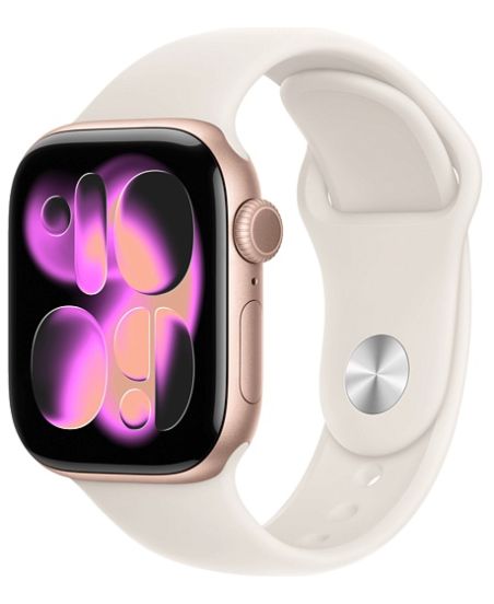 Apple Watch Series 11 42mm, Rose Gold Aluminum Case with Sport Starlight
