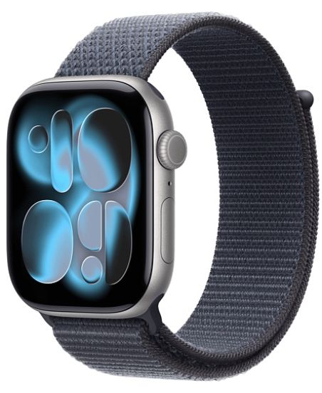 Apple Watch Series 11 46mm, Space Gray Aluminum Case with Sport Loop Anchor Blue