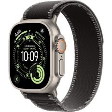 Apple Watch Ultra 3, Natural Titanium Case with Black/Charcoal Trail Loop (M/L)