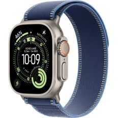 Apple Watch Ultra 3, Natural Titanium Case with Blue/Bright Blue Trail Loop (M/L)