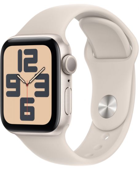Apple Watch SE 2023, 40 мм, корпус из алюминия цвета «сияющая звезда», спортивный ремешок цвета «сияющая звезда», размер S/M